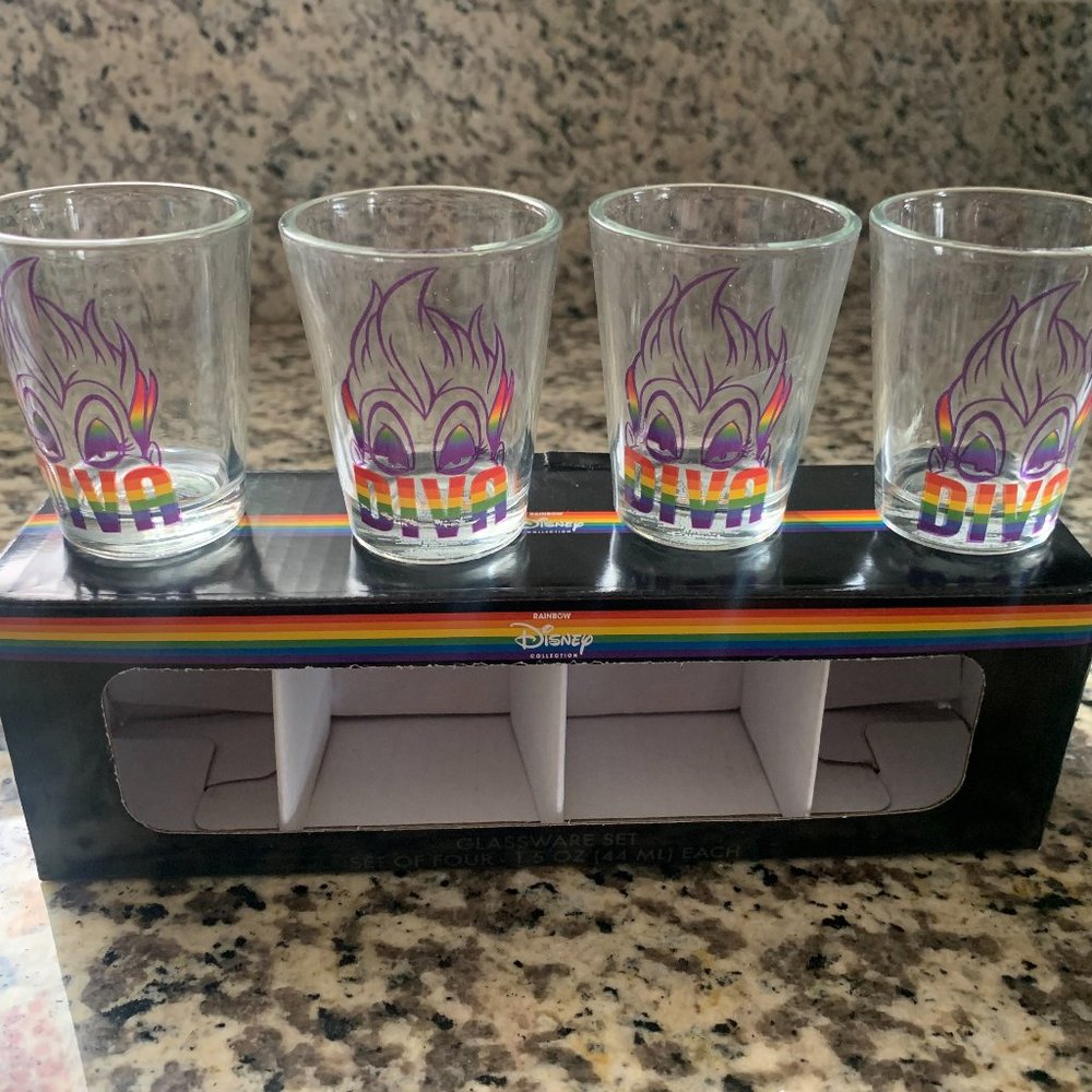 New Disney Set of 4 Shot Glasses Ursula PrideMonth